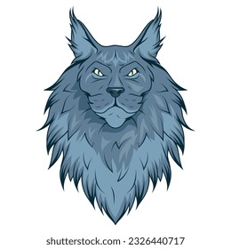 Maine Coon cat. Vector illustration of a Kitten ginger. Illustration for cat cattery, pet shop, pet hotel