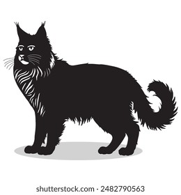 Maine Coon outline and symbols. Dark level variety basic exquisite white foundation Maine Coon animal vector and silhouette icon.