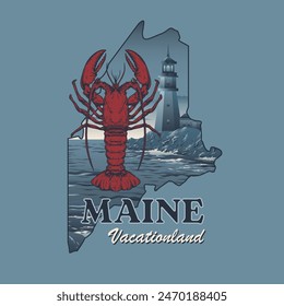 Maine Destination State Vector Graphic