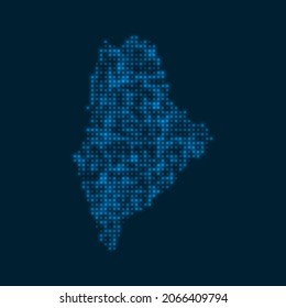 Maine dotted glowing map. Shape of the us state with blue bright bulbs. Vector illustration.