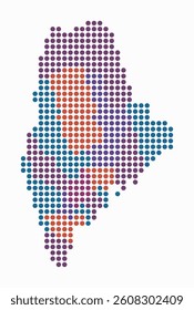 Maine dotted map. Digital style map of the state on white background. Maine shape with circle dots. Colored dots style. Large size circles. Vibrant vector illustration.