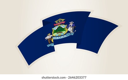 Bandeira do Maine em forma de fita abstrata, símbolo nacional do Maine. Este vetor é ideal para uso em eventos nacionais, Dia da Independência, competições desportivas internacionais.