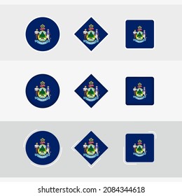 Maine flag icons set, vector flag of Maine. Three versions of icon.