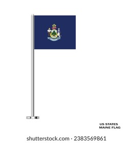 Maine flag. Maine table flag on a white background. Maine US state. The USA. Vector Illustration Flag of Maine .