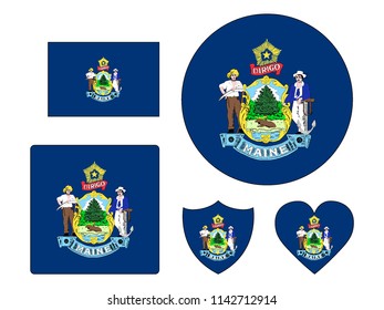 Maine Flags Set