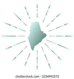 Maine gradiented sunburst. Map of the us state with colorful star rays. Maine illustration in digital, technology, internet, network style. Vector illustration.