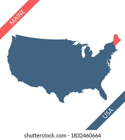 Maine highlighted on USA map