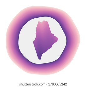 Maine icon. Colorful gradient logo of the US state. Purple red Maine rounded sign with map for your design. Vector illustration.