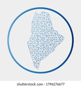 Maine icon. Network map of the US state. Round Maine sign with gradient ring. Technology, internet, network, telecommunication concept. Vector illustration.