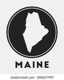 Maine icon. Round logo with us state map and title. Stylish Maine badge with map. Vector illustration.