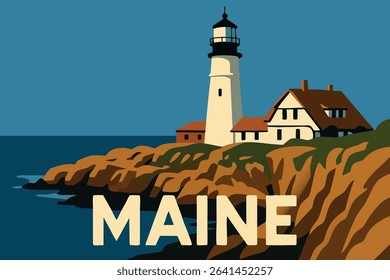 The Maine lighthouse stands proudly along the rugged coastline, offering stunning views of the Atlantic Ocean and providing a peaceful and iconic symbol of New England’s maritime heritage