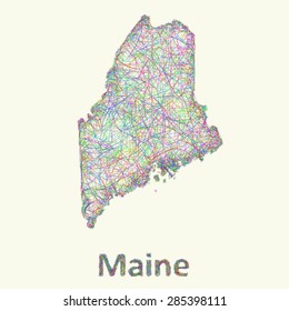 Maine Line Art Map