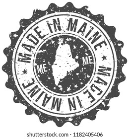 Maine Made In Map Travel Stamp Icon City Design Tourism Export Seal