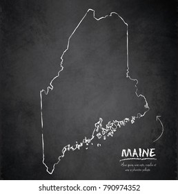Maine map blackboard chalkboard vector
