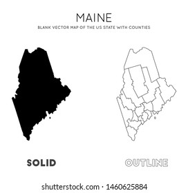 Maine map. Blank vector map of the Us State with counties. Borders of Maine for your infographic. Vector illustration.