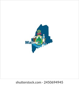 Maine map and flag colors design on white background