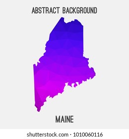 Maine map in geometric polygonal,mosaic style.Abstract tessellation,modern design background,low poly. Vector illustration.