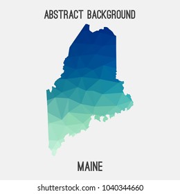 Maine map in geometric polygonal,mosaic style.Abstract tessellation,modern design background,low poly. Geometric cover, mockup. Vector illustration.