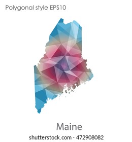 Maine map in geometric polygonal,mosaic style.Abstract gems triangle,modern design background. Vector illustration EPS10
