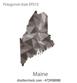 Maine map in geometric polygonal,mosaic style.Abstract gems triangle,modern design background. Vector illustration EPS10