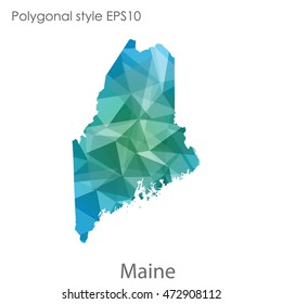 Maine map in geometric polygonal,mosaic style.Abstract gems triangle,modern design background. Vector illustration EPS10