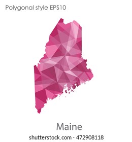 Maine map in geometric polygonal,mosaic style.Abstract gems triangle,modern design background. Vector illustration EPS10