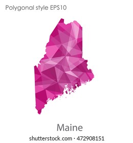 Maine map in geometric polygonal,mosaic style.Abstract gems triangle,modern design background. Vector illustration EPS10