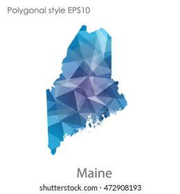 Maine map in geometric polygonal,mosaic style.Abstract gems triangle,modern design background. Vector illustration EPS10