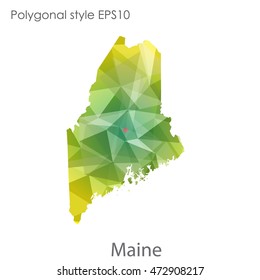 Maine map in geometric polygonal,mosaic style.Abstract gems triangle,modern design background. Vector illustration EPS10