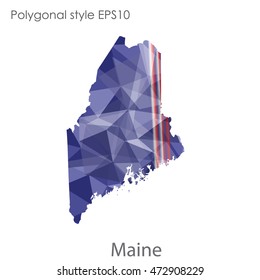 Maine map in geometric polygonal,mosaic style.Abstract gems triangle,modern design background. Vector illustration EPS10