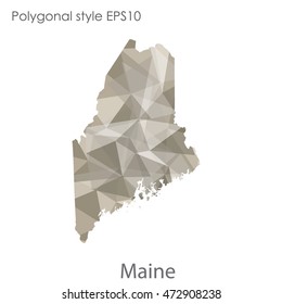 Maine map in geometric polygonal,mosaic style.Abstract gems triangle,modern design background. Vector illustration EPS10