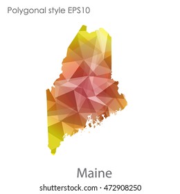 Maine map in geometric polygonal,mosaic style.Abstract gems triangle,modern design background. Vector illustration EPS10