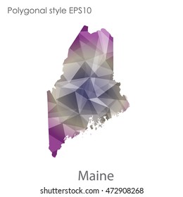 Maine map in geometric polygonal,mosaic style.Abstract gems triangle,modern design background. Vector illustration EPS10