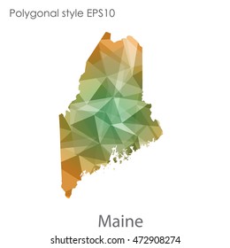 Maine map in geometric polygonal,mosaic style.Abstract gems triangle,modern design background. Vector illustration EPS10