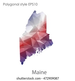 Maine map in geometric polygonal,mosaic style.Abstract gems triangle,modern design background. Vector illustration EPS10