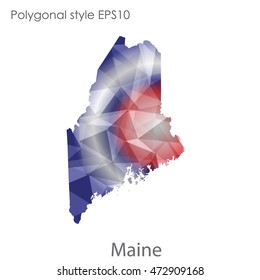 Maine map in geometric polygonal,mosaic style.Abstract gems triangle,modern design background. Vector illustration EPS10