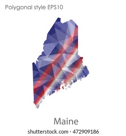 Maine map in geometric polygonal,mosaic style.Abstract gems triangle,modern design background. Vector illustration EPS10