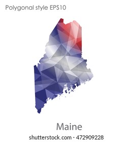 Maine map in geometric polygonal,mosaic style.Abstract gems triangle,modern design background. Vector illustration EPS10