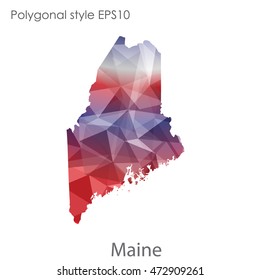Maine map in geometric polygonal,mosaic style.Abstract gems triangle,modern design background. Vector illustration EPS10