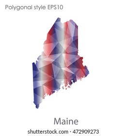Maine map in geometric polygonal,mosaic style.Abstract gems triangle,modern design background. Vector illustration EPS10
