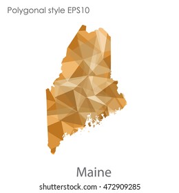 Maine map in geometric polygonal,mosaic style.Abstract gems triangle,modern design background. Vector illustration EPS10