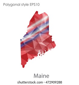 Maine map in geometric polygonal,mosaic style.Abstract gems triangle,modern design background. Vector illustration EPS10