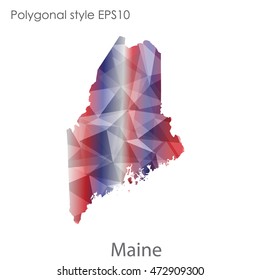 Maine map in geometric polygonal,mosaic style.Abstract gems triangle,modern design background. Vector illustration EPS10