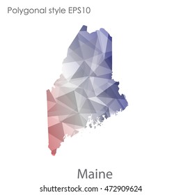 Maine map in geometric polygonal,mosaic style.Abstract gems triangle,modern design background. Vector illustration EPS10