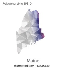 Maine map in geometric polygonal,mosaic style.Abstract gems triangle,modern design background. Vector illustration EPS10