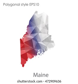 Maine map in geometric polygonal,mosaic style.Abstract gems triangle,modern design background. Vector illustration EPS10