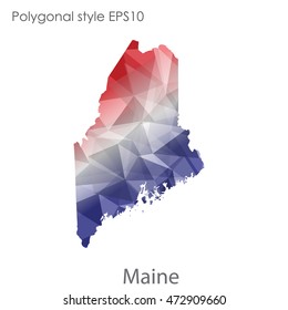 Maine map in geometric polygonal,mosaic style.Abstract gems triangle,modern design background. Vector illustration EPS10