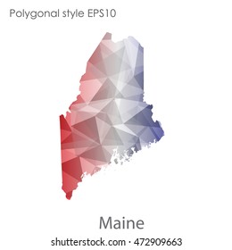 Maine map in geometric polygonal,mosaic style.Abstract gems triangle,modern design background. Vector illustration EPS10