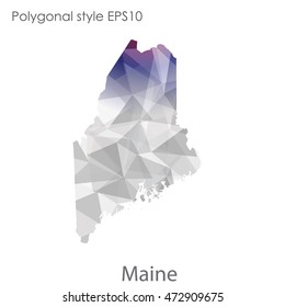 Maine map in geometric polygonal,mosaic style.Abstract gems triangle,modern design background. Vector illustration EPS10