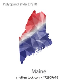 Maine map in geometric polygonal,mosaic style.Abstract gems triangle,modern design background. Vector illustration EPS10